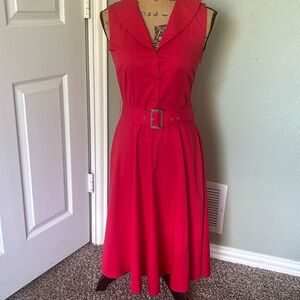 Retro red dress with belt